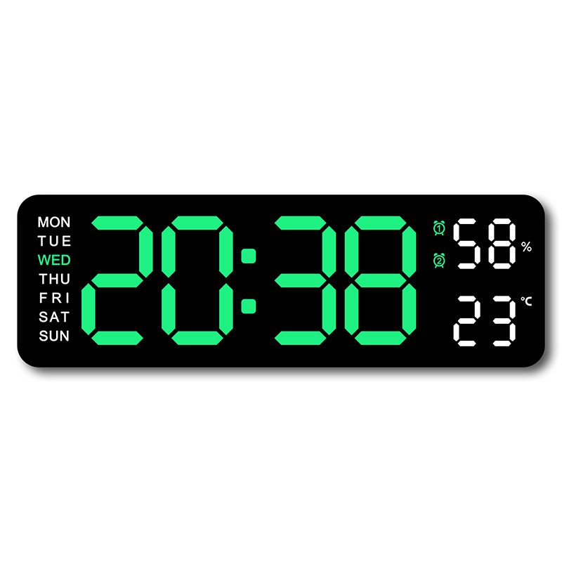 TURTLE 9 Inch Large Digital Wall Clock USB Powered LED Digital Clock Alarm clock Temp Date Display
