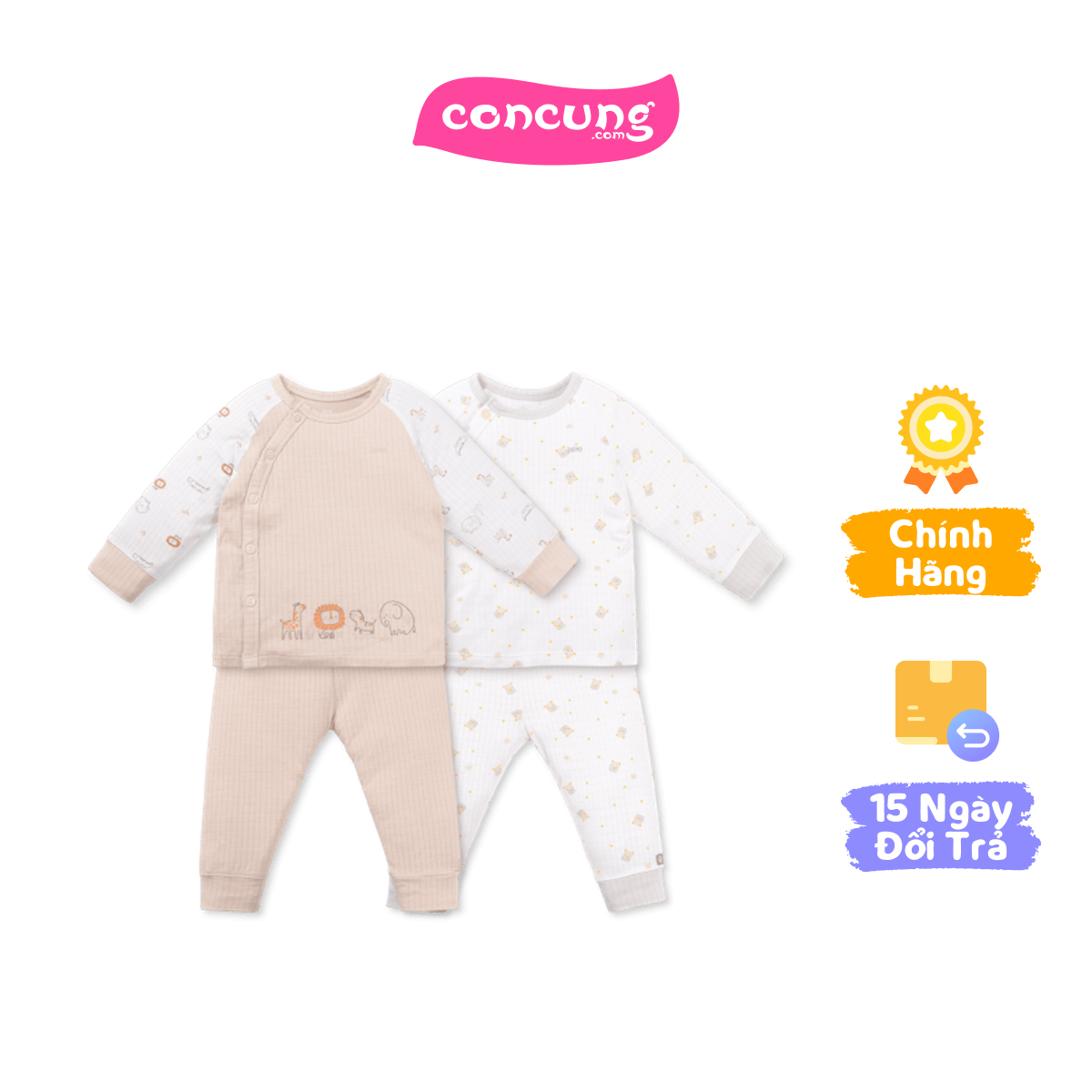 Set 2 bộ rayon chống muỗi dài Animo VD0825026 (3-6M,Be-xám,NN06)