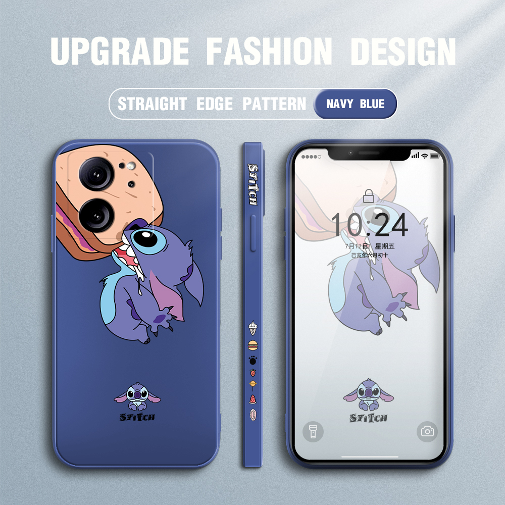 GGK Casing For Xiaomi Redmi K60 Ultra Redmi Note 12S Xiaomi 13T 13T Pro Cartoon Gluttonous Stitch Side Design Phone Case Square Edge Pattern Liquid Silicone Casing Full Cover Camera Case