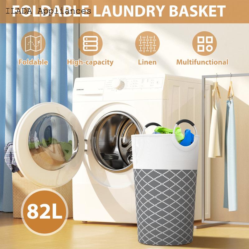2Pcs Laundry Basket 82L Large Capacity Dirty Cloth Bag with Metal Handles