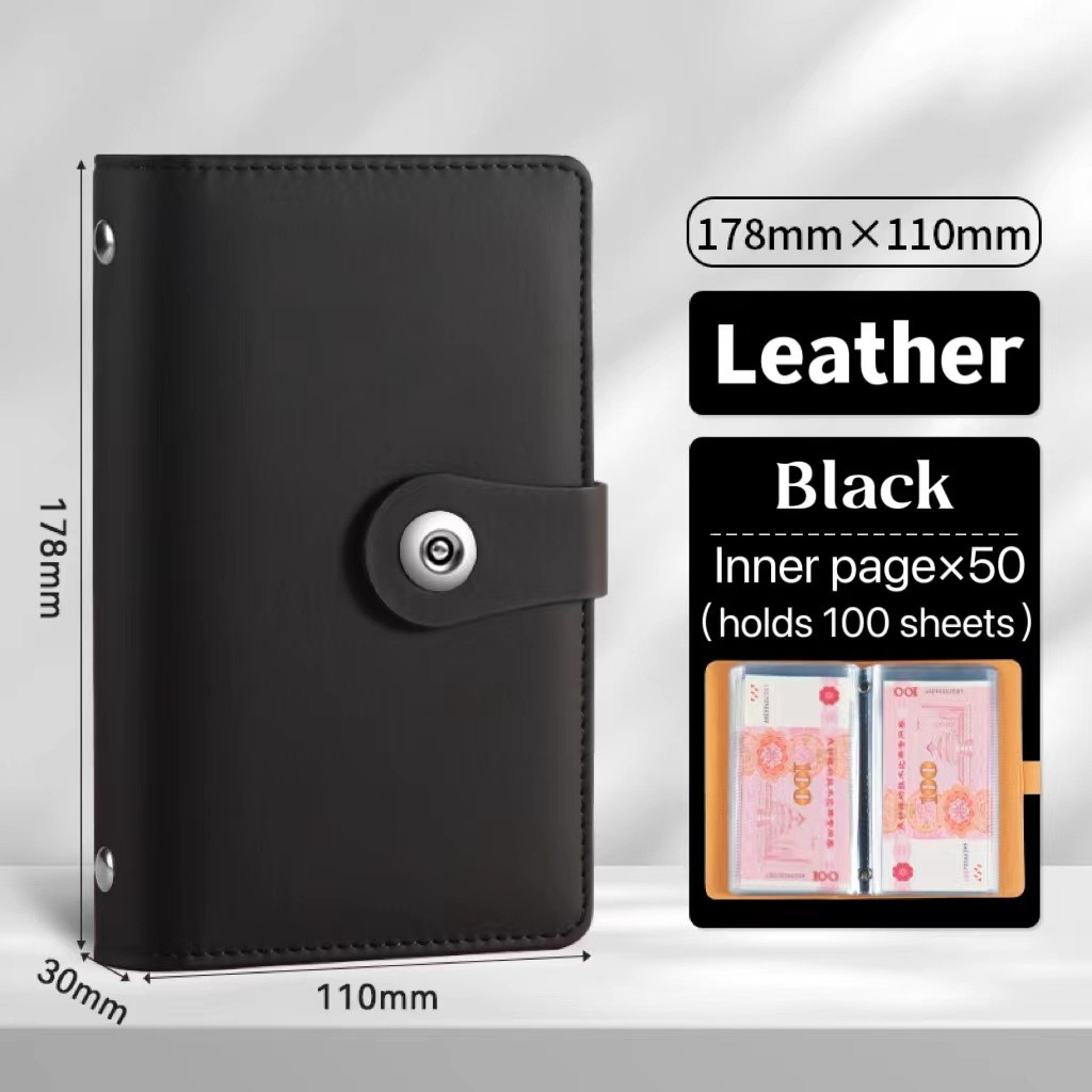 A6 Envelope Cash Savings Book Money Saving Challenge Money Organizer PU Leather Binder Money Saving Notebook Collect Banknotes