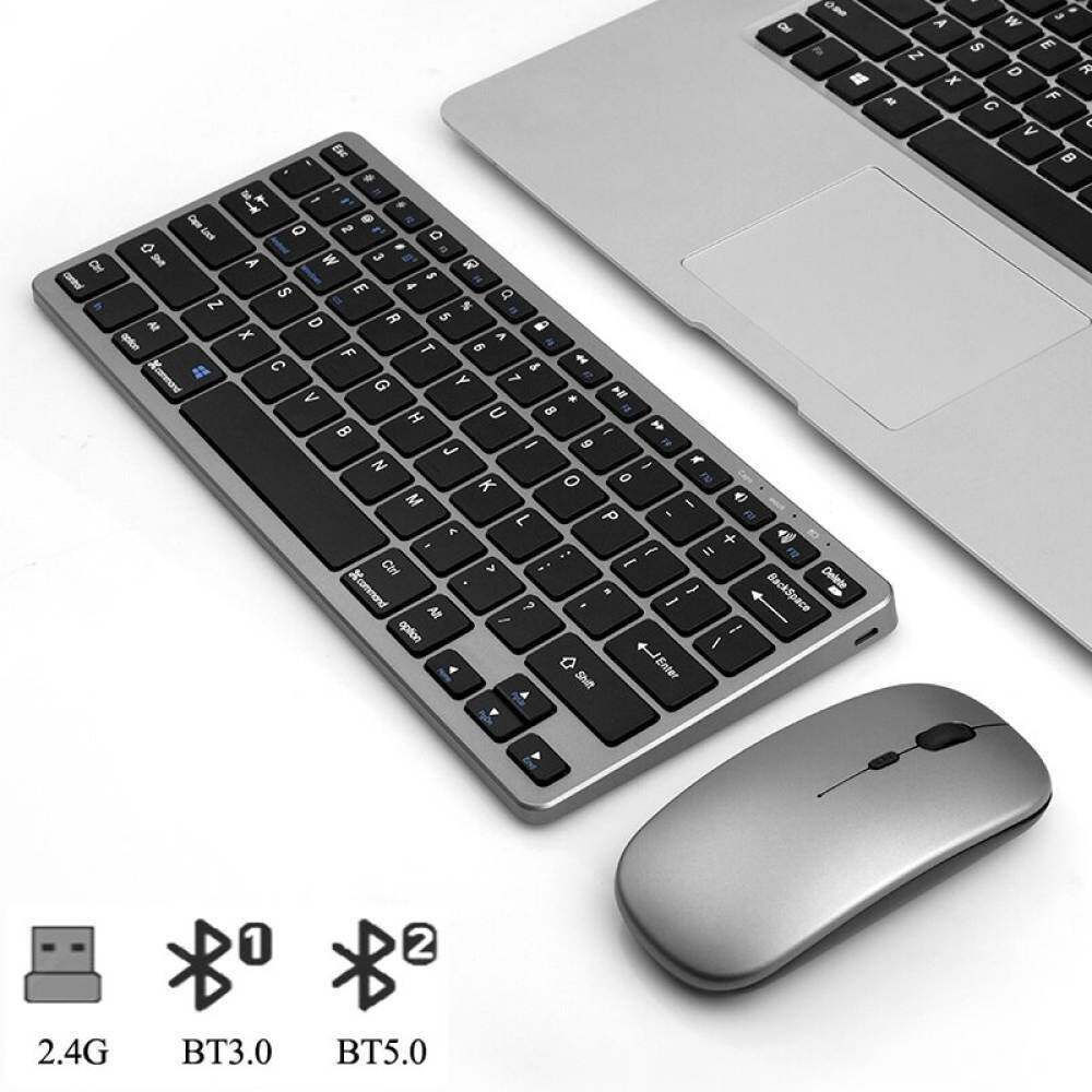 Bộ Bàn Phím Bluetooth Không Dây 3 Chế Độ Kèm Chuột Và Bàn Phím Số Mini Yên Tĩnh Có Thể Sạc Lại Cho Laptop PC Tablet Notebook