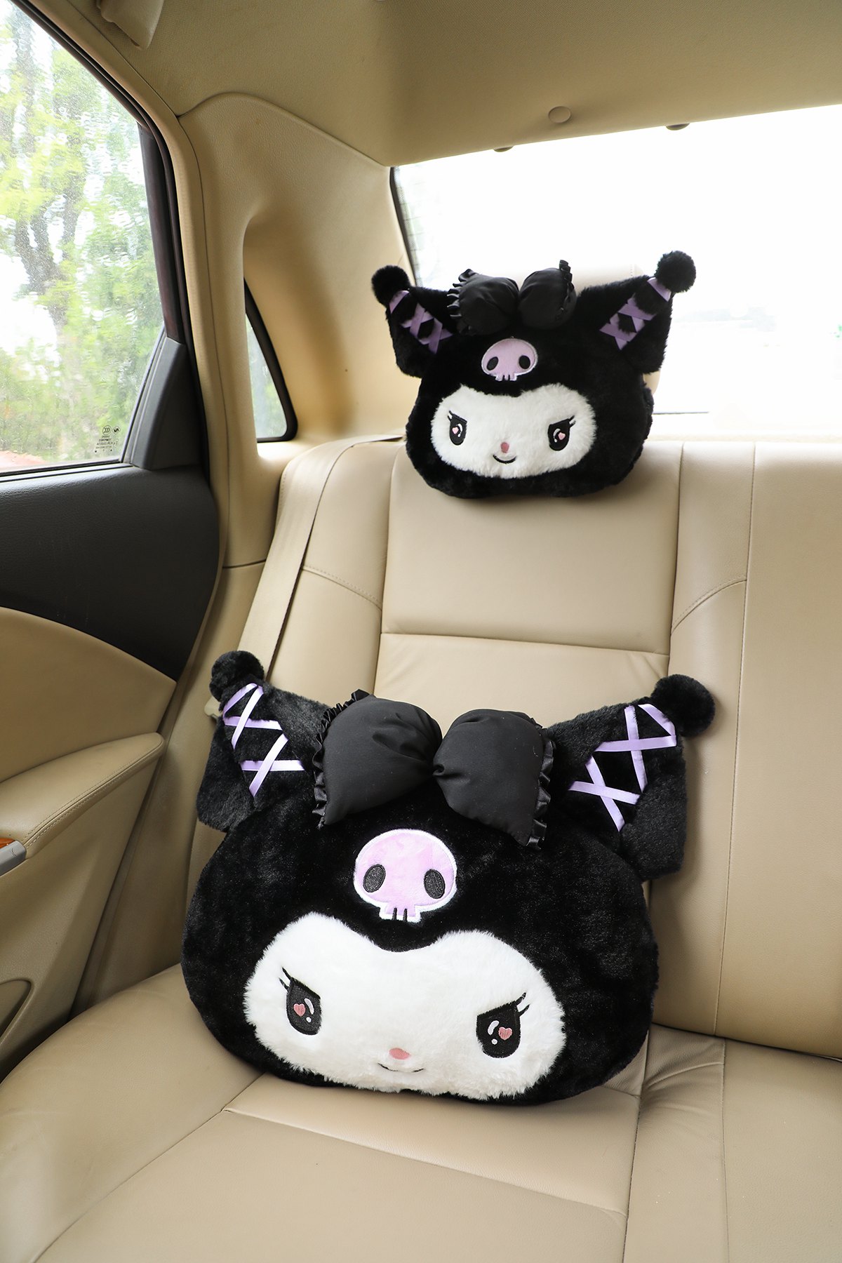 4pcs/set My Melody Kuromi Car Neck Pillow Headrest Seat Belt Cover Shoulder  Pad