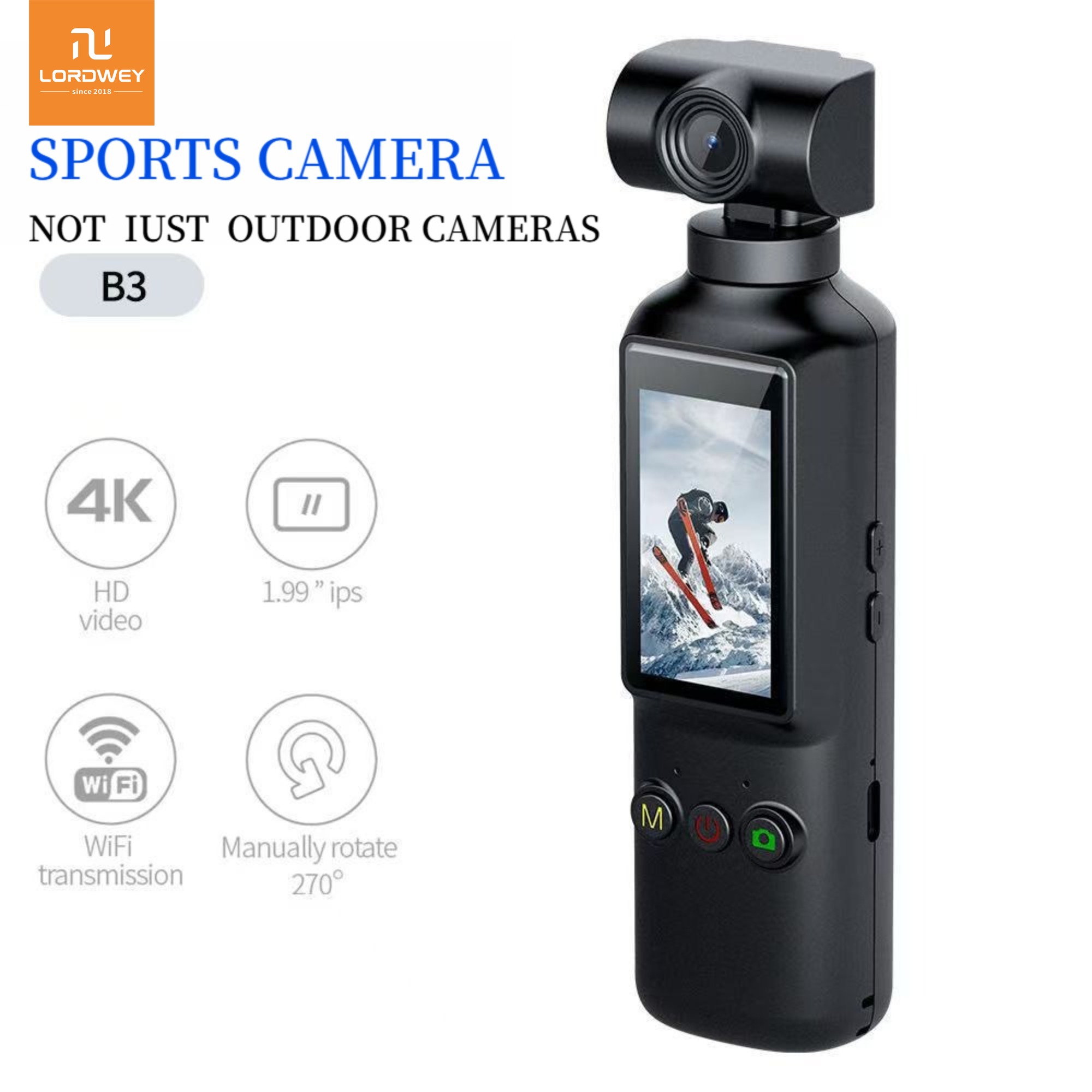 LORDWEY | X8 Pocket Action Camera - 4K High Definition Miniature Handheld Camera for Outdoor Use - WIFI Rotatable ราคา 2,694 บาท*ส่งฟรี