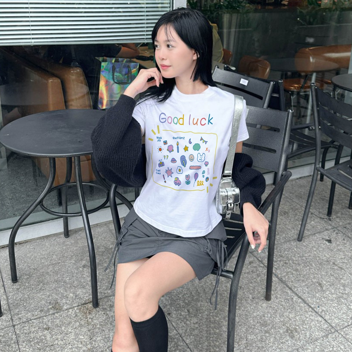 Áo baby tee pinkstore29 in hình icon good luck a51080