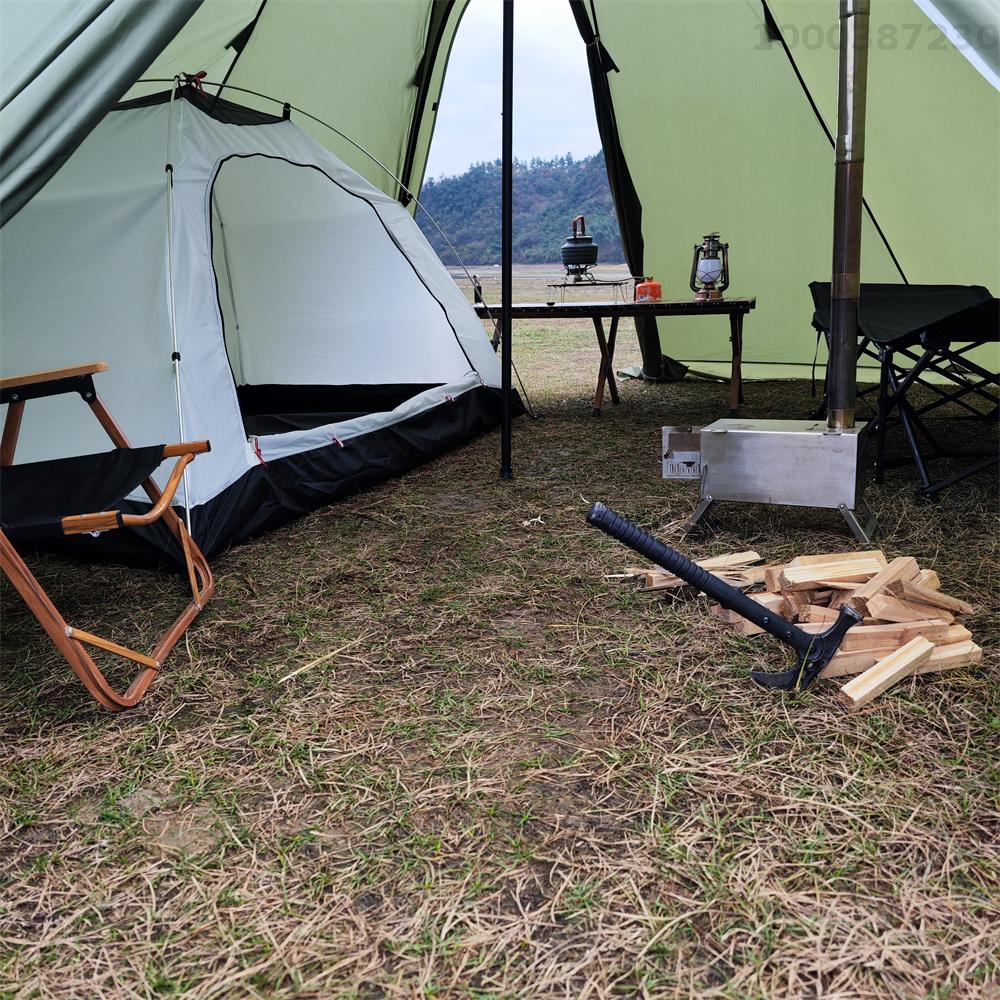 【100% Authentic】Lixada 5-8 People Tipi Hot Tent with Stove Jack Camping Pyramid Teepee Tent for Camping Backpacking Hiking · v25