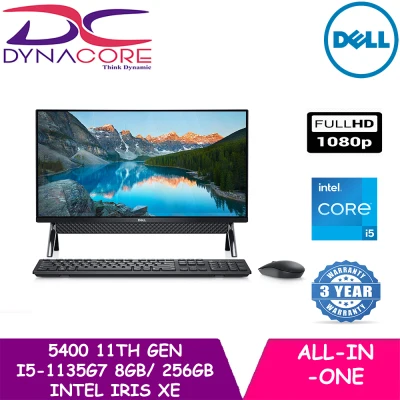 【DELIVERY IN 24 HOURS】【Ready Stock】DYNACORE -DELL Inspiron AiO 5400 24" NEW 11TH GEN (i5-1135G7 UPTO 4.2ghz/8GB/256GB/INTEL IRIS XE GRAPHIC/23.8" FHD/WIFI6/WIN10/DELL WIRELESS KEYBOARD AND MOUSE/ DELL EXTERNAL DVD-WRITER ) 3YEARS ONSITE WARRANTY BY DELL