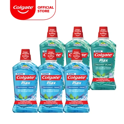 Colgate Plax Freshmint & Peppermint Mouthwash 1L [Bundle of 6] Value Deal (1525387-3 + 1525386-3)