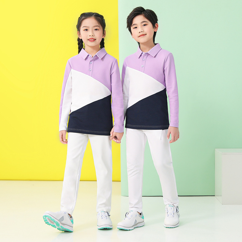 Golf Shirts for Boys Long Sleeved Breathable T Shirt POLO Shirt Lapel Girls Color Contrast Sports Top Kids Golf Clothes ราคา 648 บาท*ส่งฟรี