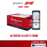 [MỚI] Thùng 24 Lon Bia Budweiser Không Độ Cồn Chính Hãng (330ml/ lon)