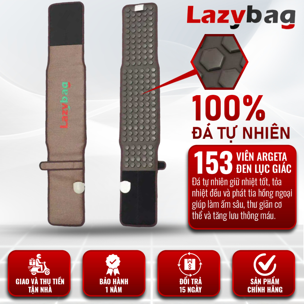Đai Đá Nóng Massage Hỗ Trợ Giảm Mỡ Thừa, Giảm Đau Lưng, Đau Bụng Kinh, đau dạ dày LAZYBAG LZ-B15, KT 25x135cm