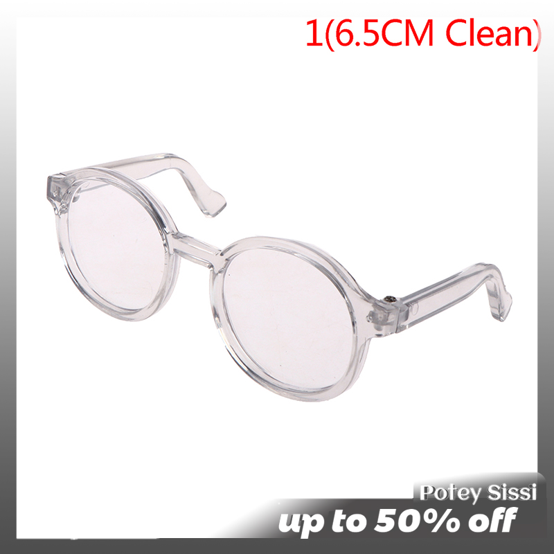Potey Phụ kiện kính búp bê vải nhung lông gọng tròn 6.5/9.5cm Kính mắt trong suốt