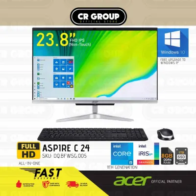 [Same Day Delivery] Acer Aspire C24-1651 (i51181TS) FHD IPS AIO Desktop | 23.8 Inch Screen Size | Intel i5-1135G7 | 8GB RAM | 1TB SSD | Intel Iris Xe Graphics