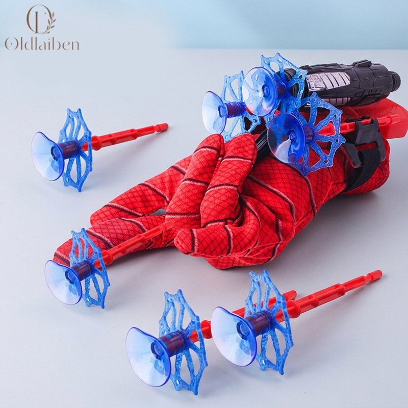 Oldlaiben Găng tay đồ chơi bắn tơ hóa trang siêu anh hùng Spider Man nhựa an toàn trẻ em phụ kiện cosplay quà tặng