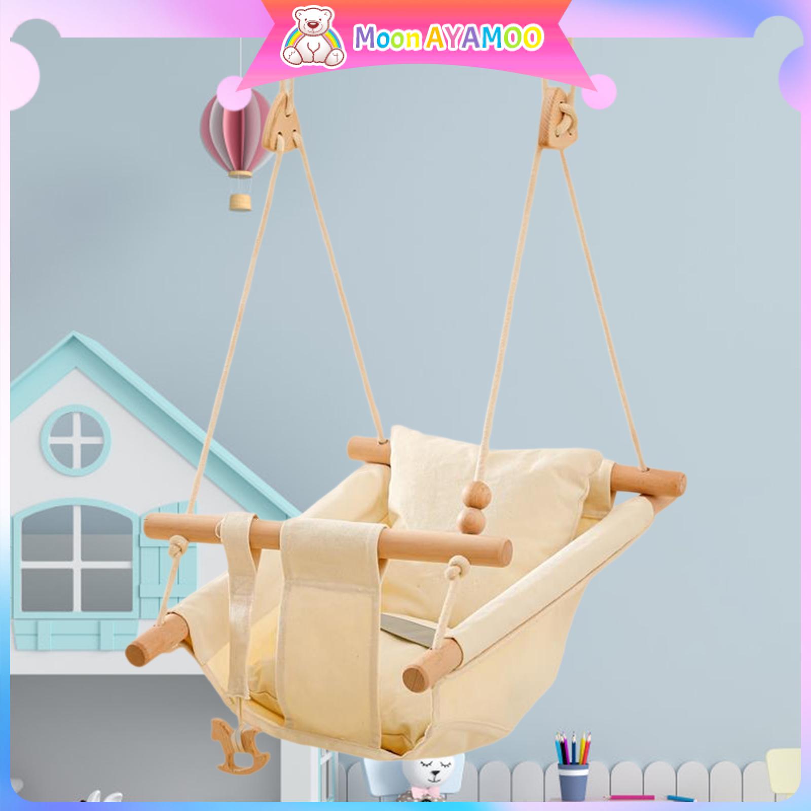 Moon ayamoo bé bơi Bouncer võng cho bé Xích đu gỗ trẻ em bé trai bé gái Treo Ghế xích đu treo đung đ