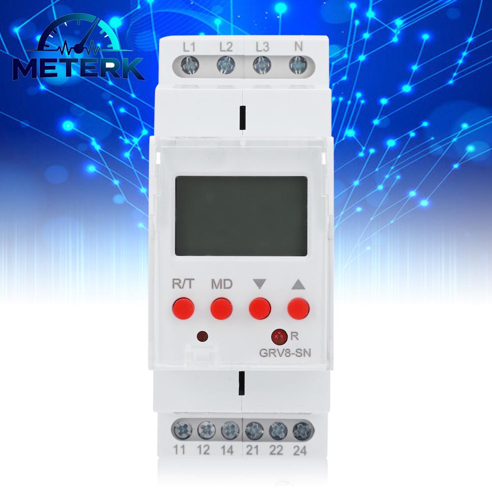Meterk 3‑Phase Display Voltage Relay Voltage Power Surge Protector LED Indication GRV8‑SN Giá 600,000 Đồng*Miễn phí vận chuyển