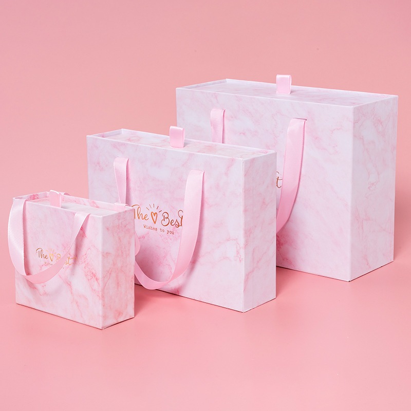 Hộp đựng quà tặng Hộp kéo kèm quai xách cứng cáp nhiều size Hộp quà màu hồng xinh xắn Lémi Accessories