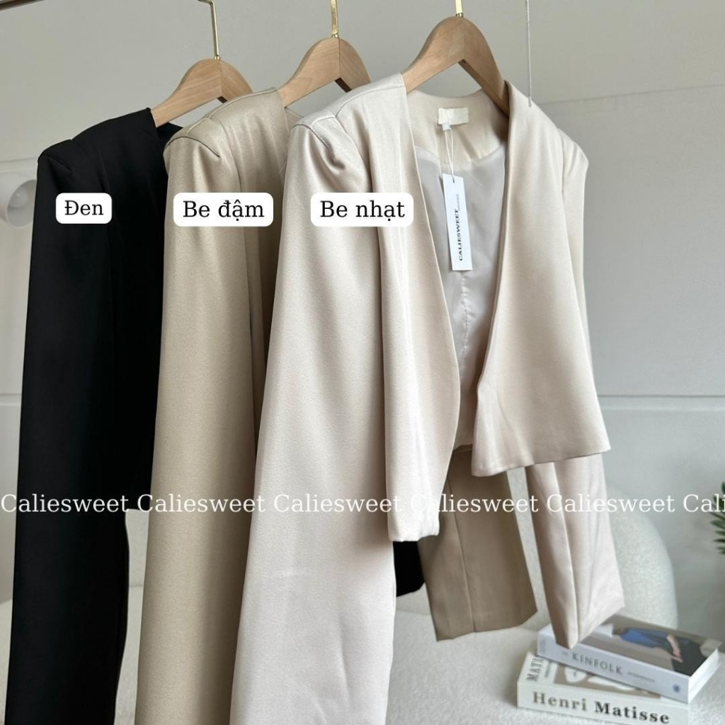 Áo khoác blazer croptop Caliesweet áo blazer croptop dài tay đệm vai phong cách Hàn Quốc