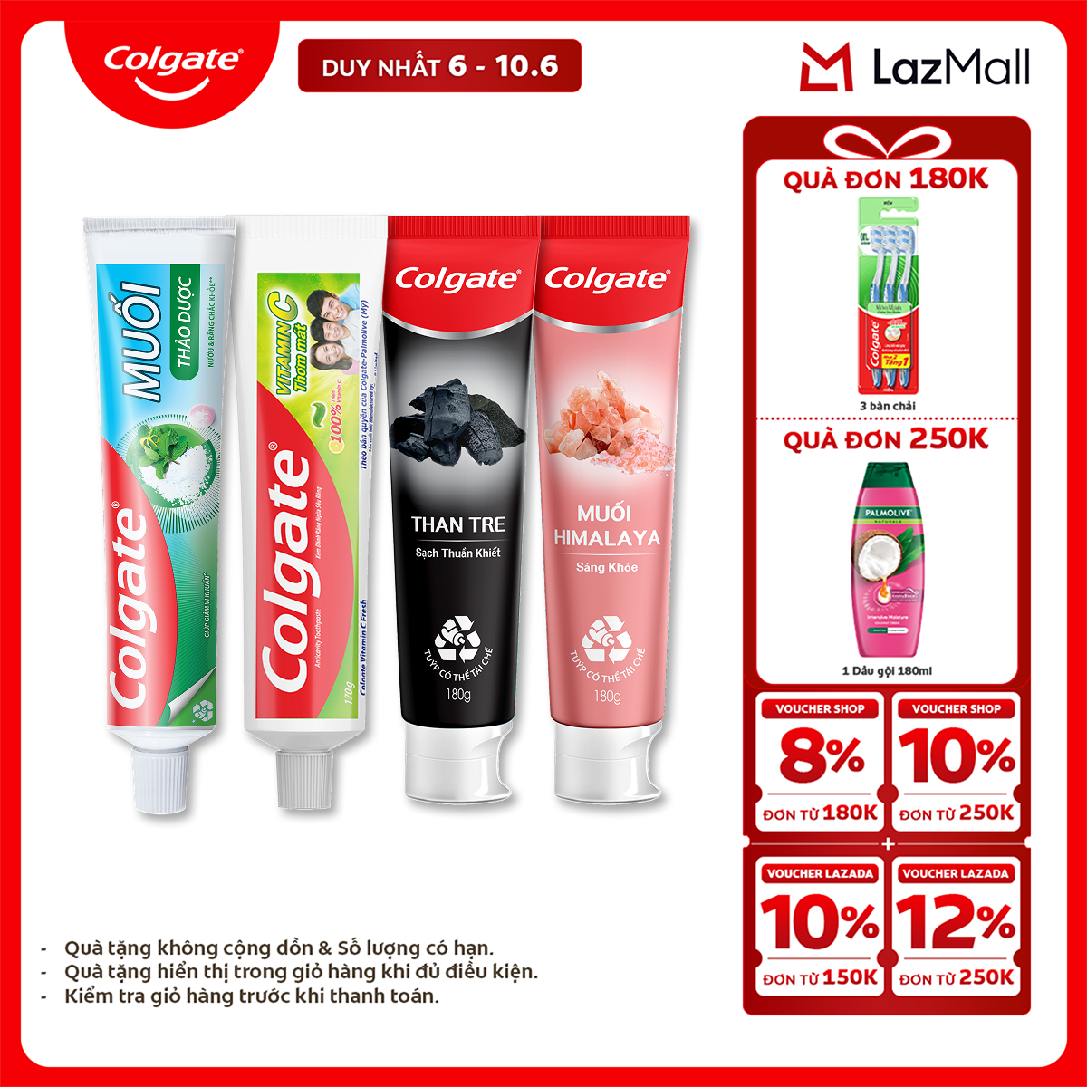 [Chỉ 6-10.6_X2 Voucher giảm 22%] Bộ sưu tập các vị kem đánh răng Colgate từ thiên nhiên