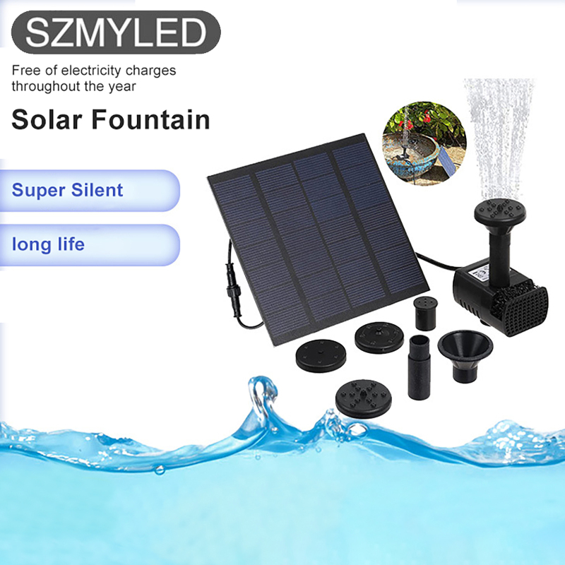 Solar Fountain Pump Kit, DIY Outdoor Solar Powered Water Fountain Pump With 4 Nozzles, Solar Powered Pump For Bird Bath, Ponds, Garden, Fish Tank