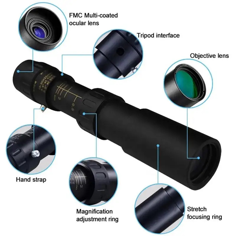 10-300X40 Metal Continuous Zoom Monocular Mobile Phone Scope Tourism High-definition Hunt escope Adjustable Camera Outdo L4B3