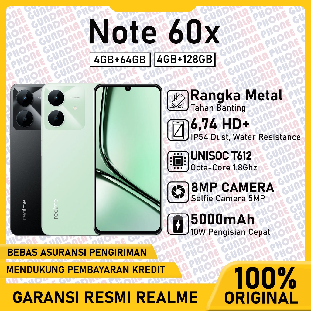 realme Note 60x 4/64GB 4/128GB - Garansi resmi Giá 1,177,000 Đồng*Miễn phí vận chuyển