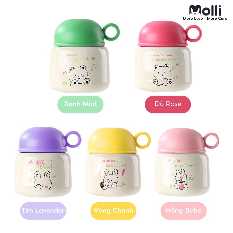Bình ủ cháo molli cao cấp 500ml, inox 304 chuẩn giúp giữ kín hơi bebi123shop