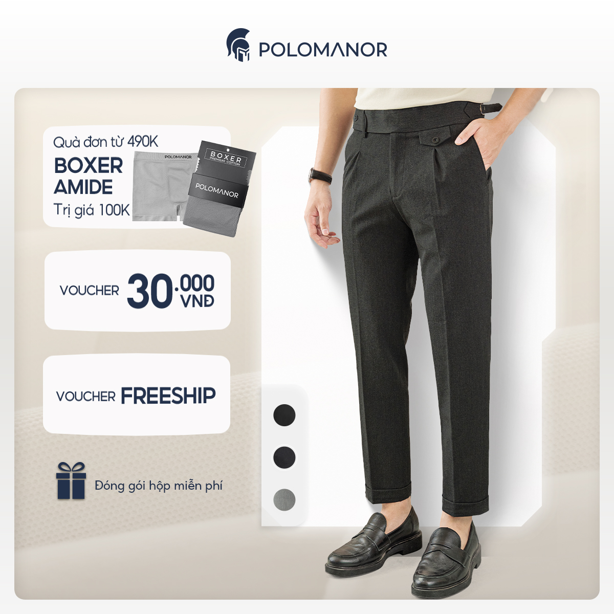 Quần tây nam SIDETAB co giãn 2 chiều, xuất xịn, lưng đai chun ẩn, chuẩn form