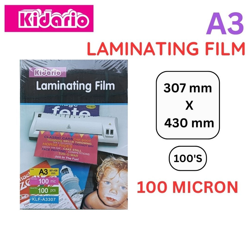 [ 307mm X 430mm ] A3 KIDARIO LAMINATING FILM 100 MIC / PLASTIK LAMINATE A3 / KLF-A3307