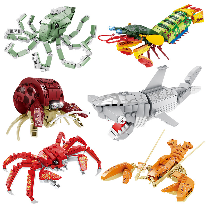 KaiZhi Building Blocks Compatible with Children's Educational Toys Ocean Animals Assembly King Crab Boys Puzzle Model