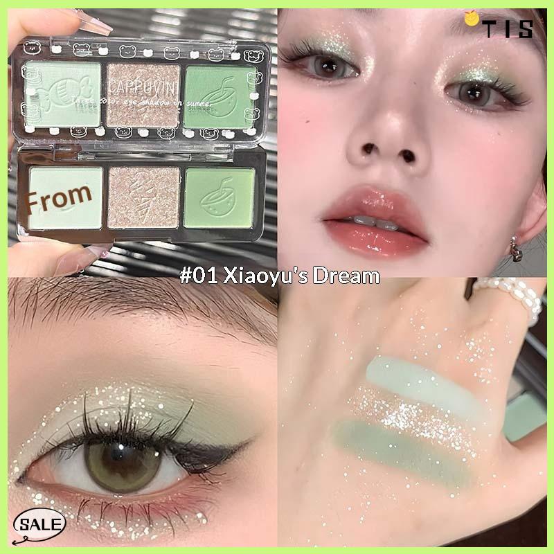 Follow Get New【TIS】 Cappuvini Ba Màu Mắt Bóng Màu Tím Màu Xanh Lá Cây Màu Đỏ Quyến Rũ Undercover Bột Bảng Màu Làm Nổi Bật Tự Nhiên Nudes Trang Điểm Long Lanh Phấn Mắt - 2