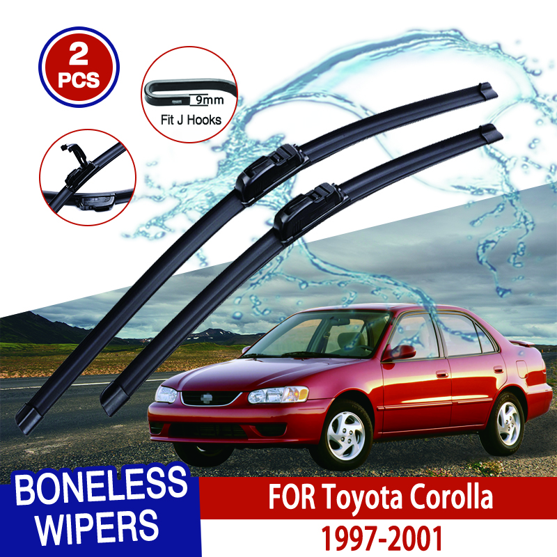 For Toyota Corolla 1997-2001 Car Windshield Wiper U-type Soft Rubber Frameless Bracketless Car Wipers 20"+18"
