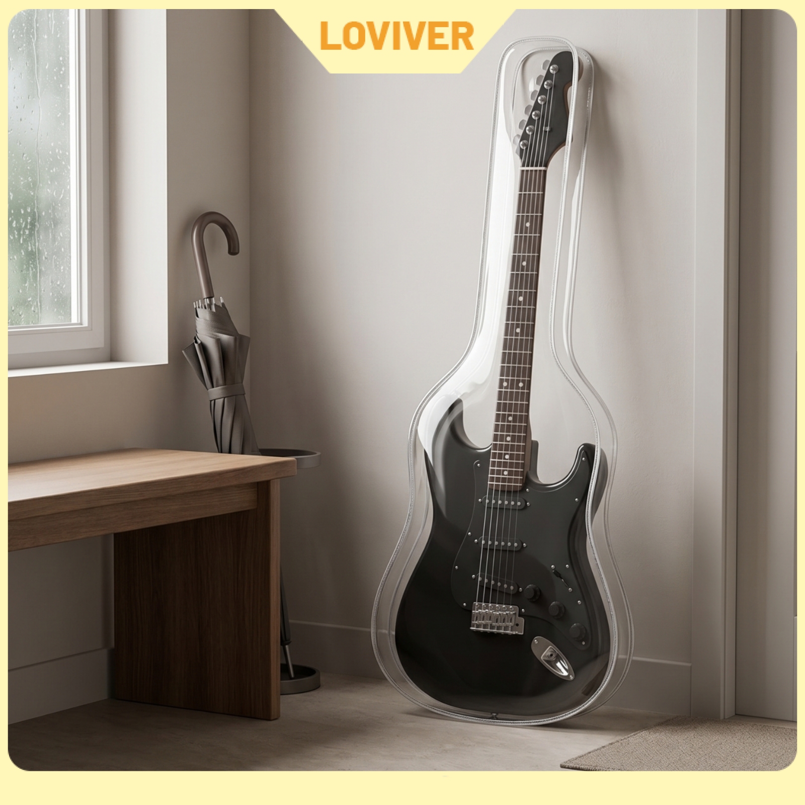 LOVIVER Clear Electric Guitar Cover Full-Coverage Guitar Cover with Reinforced Edges Waterproof Storage Bag Washable for Music Studios ราคา 615 บาท*ส่งฟรี