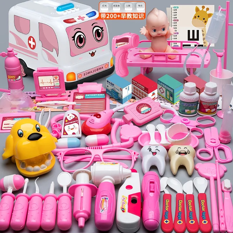 Simulation Doctor Nurse Toy Set Kids Pretend Play Medical Box Playing House Trolley Box Girl Stethoscope Injection Children Toys