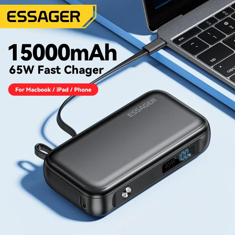 Brand new Essager Portable 15000mAh in With USB C Cable External Spare for iPhone iPad 65W Fast Charger Welcome to Our Store