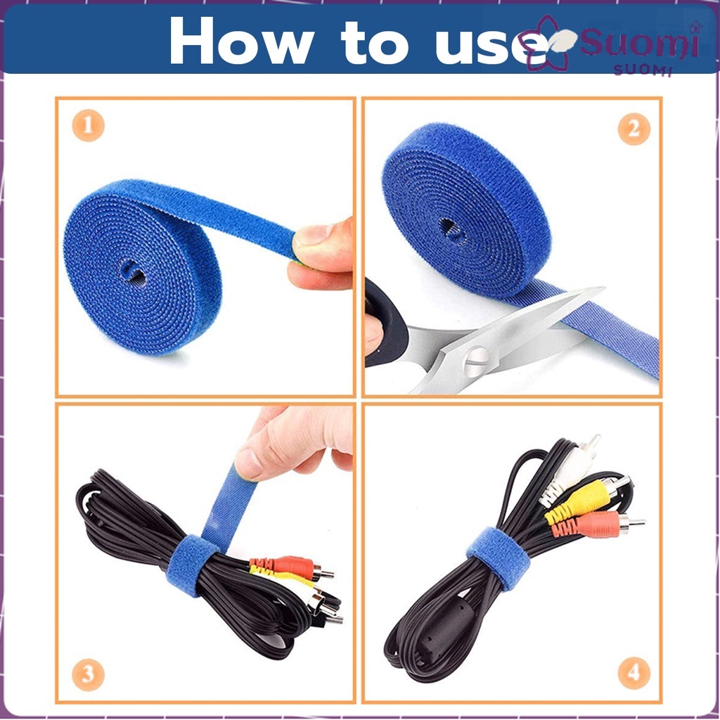 5m Velcro Cable Ties Wire Organizer Velcro Straps Tape Reusable Strong  Adhesion Self-adhesive Fastener Tape Magic Hooks Loops 5Meters/Roll Free  Cut