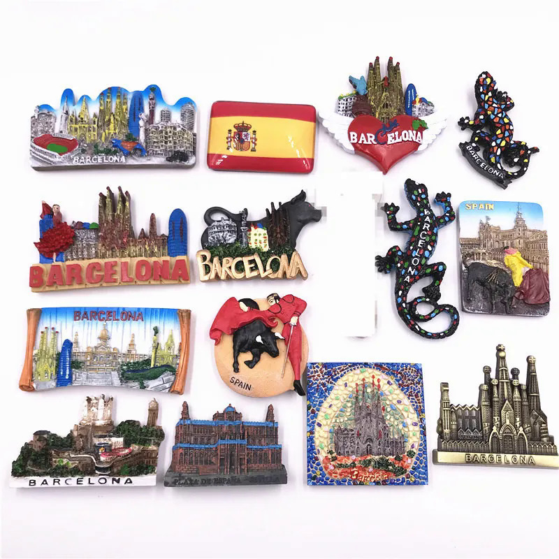 Samba Panorama, Tắc Kè Tây Ban Nha, cuộn, đấu bò Tây Ban Nha, Madrid Tây Ban Nha, Barcelona bullfighting Marque lưu niệm tủ lạnh nam châm