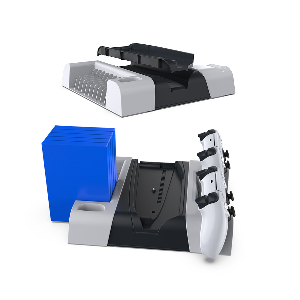 Multi-functional For PS5 Slim Console Cooling Base + Disk Organizer + For P5 Controller Charging Base