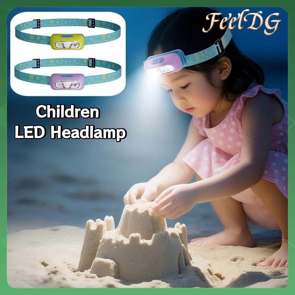 FEELDG Có thể sạc lại Đèn pha LED cho trẻ em Cảm biến Ánh sáng mạnh Đèn pha Siêu sáng Đèn pin đeo đầu Trẻ em chạy, đọc, đạp xe