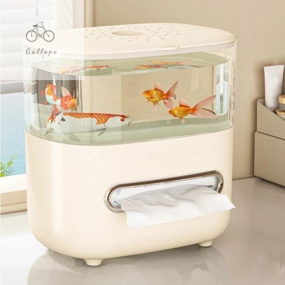 GALLOPE Hai lớp Máy phát giấy vệ sinh cho bể cá Trong suốt Chống trơn trượt Bể cá để bàn 2 trong 1 có lỗ cho ăn Hộp đựng khăn giấy Phòng khách