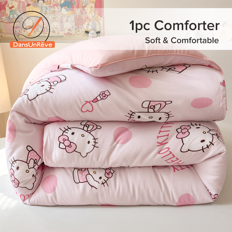 Dansunreve Sanrio Quilt Mymelody Kuromi Cinnamoroll Dog Comforter Soft Cute Washed Cotton Soft Skin-friendly Hello Kitty Cartoon Print Single Queen King Thicken Duvet Queen ราคา 489 บาท*ส่งฟรี