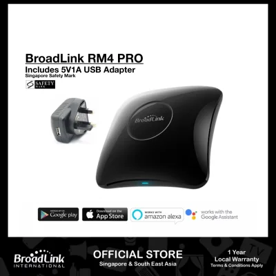 BroadLink RM4 Pro, Smart Home Automation, IR & RF Blaster, Universal Remote Controller with Singapore Safety Mark Adapter, Smart Home, Smart Gadget