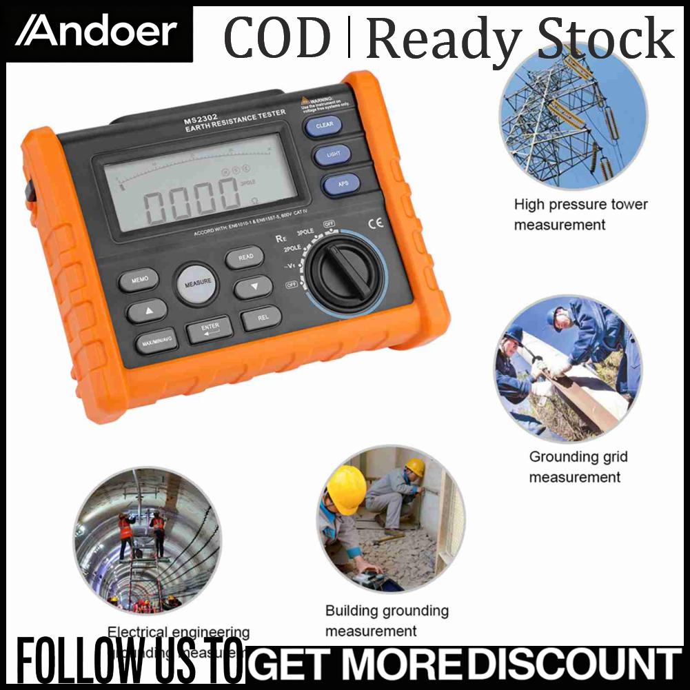 Andoer เครื่องทดสอบความต้านทาน ฟังก์ชั่นปิดเครื่องอัตโนมัติ เครื่องวัดความต้านทาน จอแสดงผลที่ชัดเจน อ่านข้อมูลได้ง่าย อเนกประสงค์สำหรับการวัดสูงสุด ราคา 8,525 บาท*ส่งฟรี