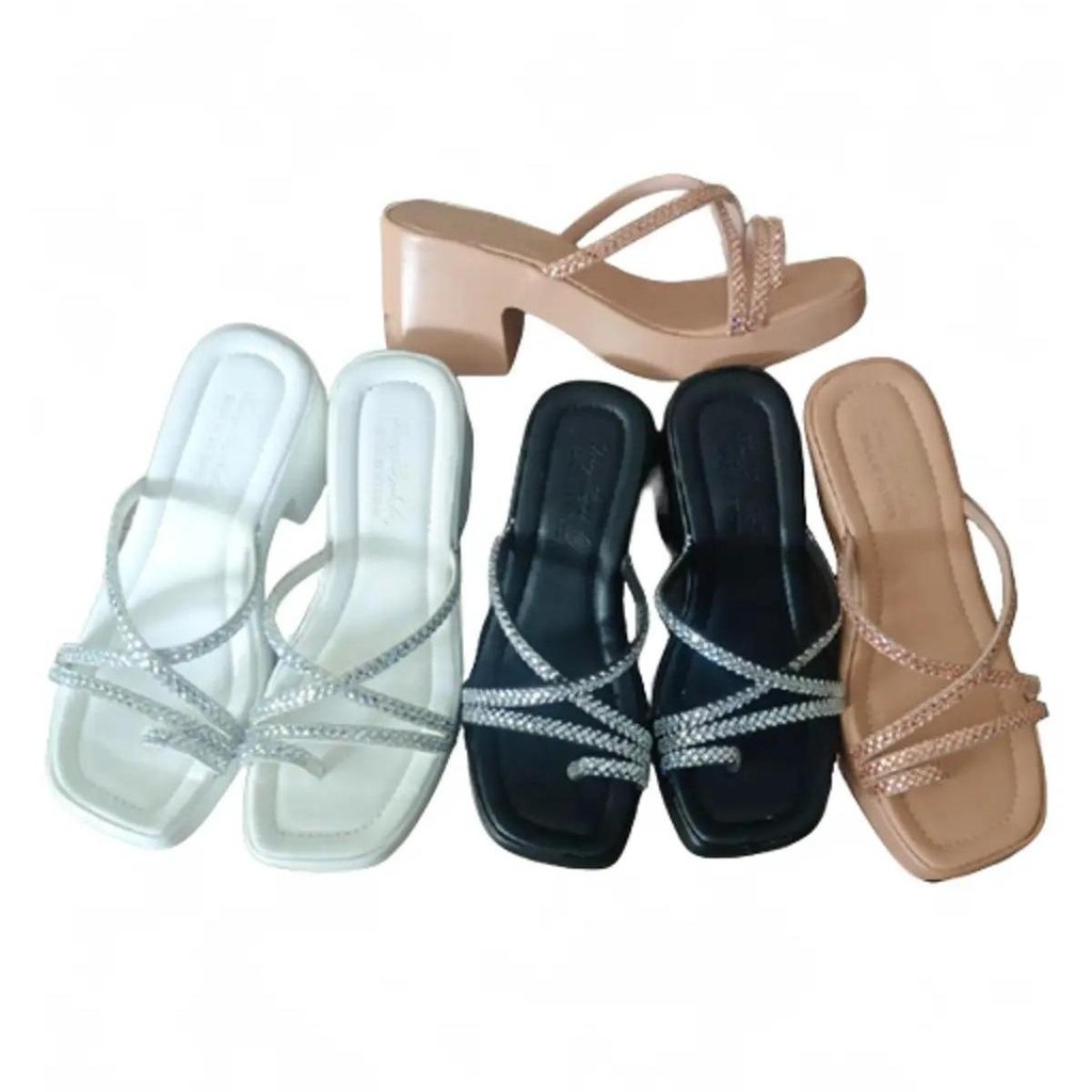 Dép nữ cao gót - đế PU cao 6 phân - quai xoàn chéo - ( MS.13) DéP Shoes GiàY Jean