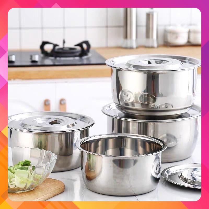 Sét 5 bát tô inox kèm nắp đậy dùng được bếp từ