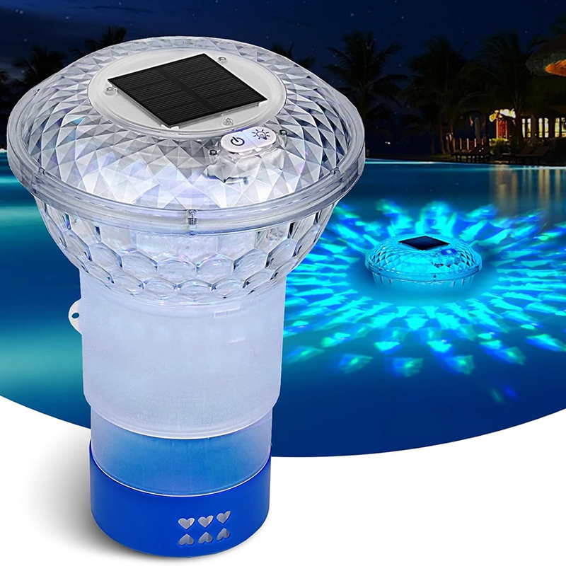 Solar-Powered Chlorine Floater with Colorful Lights, Pool Chlorine Dispenser for 1 Inch & 3 Inch - Floating Pool Decor Harga  66 Ringgit*Penghantaran Percuma