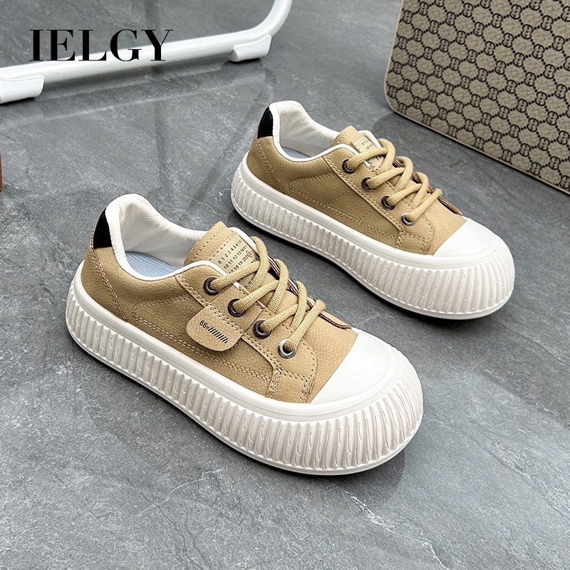 IELGY Korean version of white shoes for students, spring and autumn new thick-soled heightening breathable casual shoes street shooting ราคา 438 บาท*ส่งฟรี