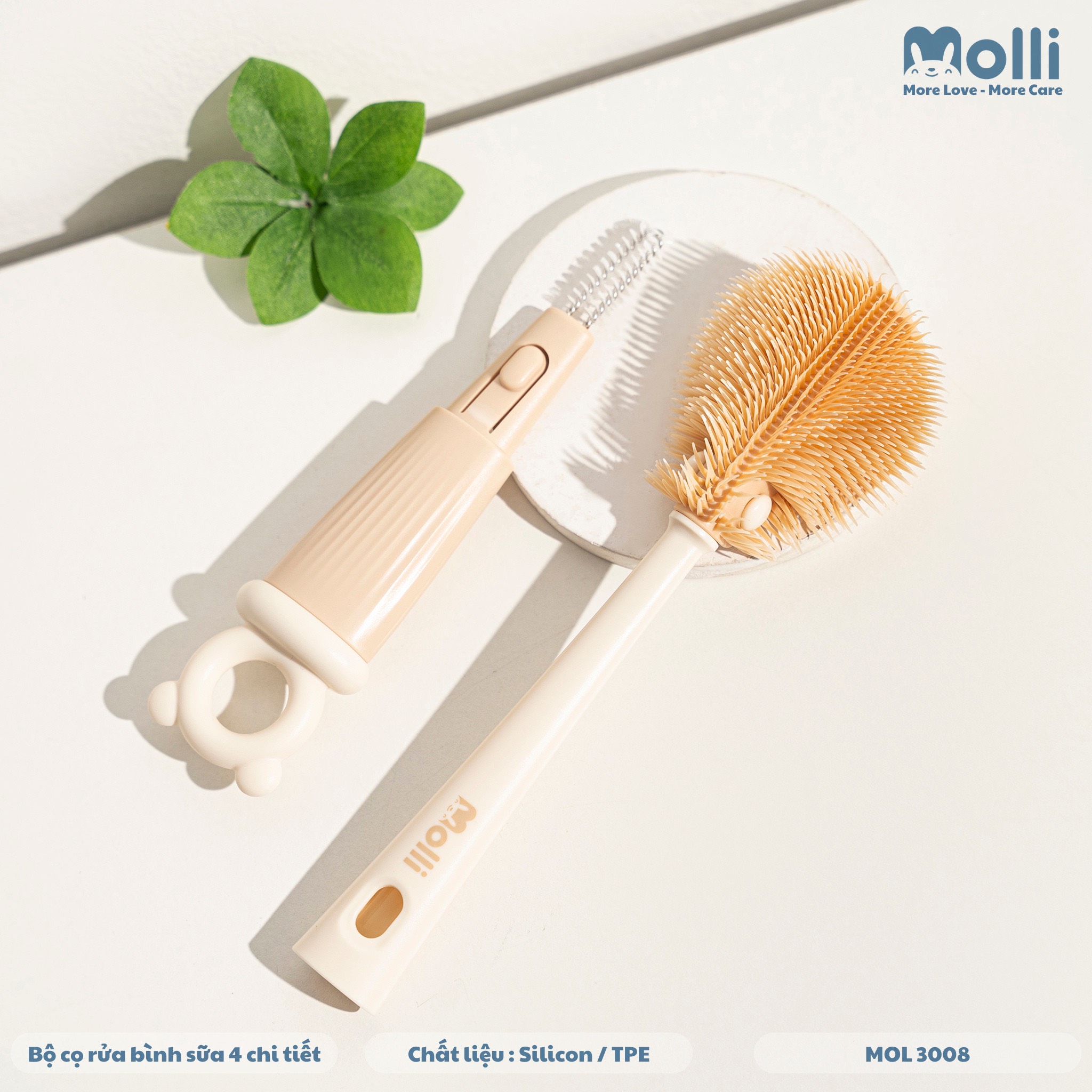 Cọ rửa bình sữa Molli 3 trong 1 tiện dụng làm sạch 360 độ CarynLAZADA