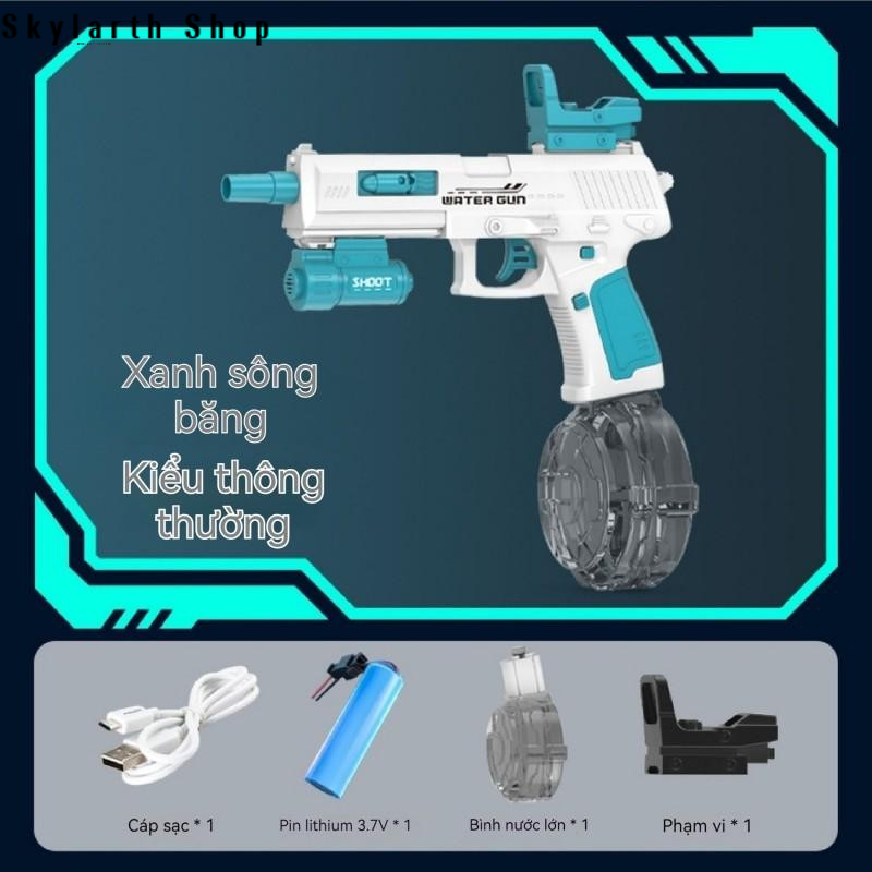 Súng Nước Điện Tử Tự Động DESERT EAGLE Thiết Kế Hoàn Toàn Mới Áp Lực Mạnh Ống Nối Đèn Lazer Cực Ngầu