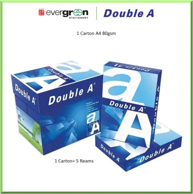 Double A A4 / 80GSM papers per Carton (5 Reams per Carton)